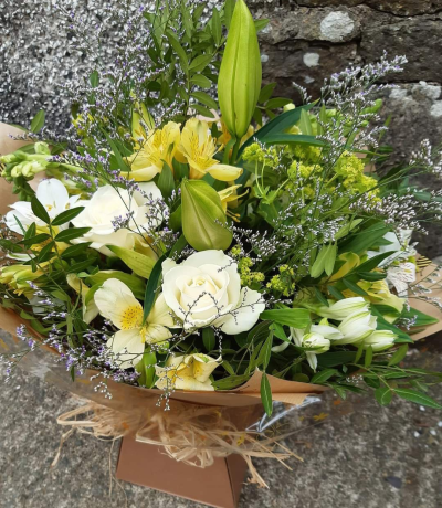 Box of Delights - A beautiful selection of the best seasonal blooms available on the day, carefully arranged and delivered in water in a handtied box.